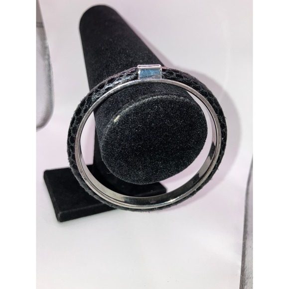 Following Leather Cross-Stich 3 1/8" Wide Bangle Bracelet! - Picture 2 of 9